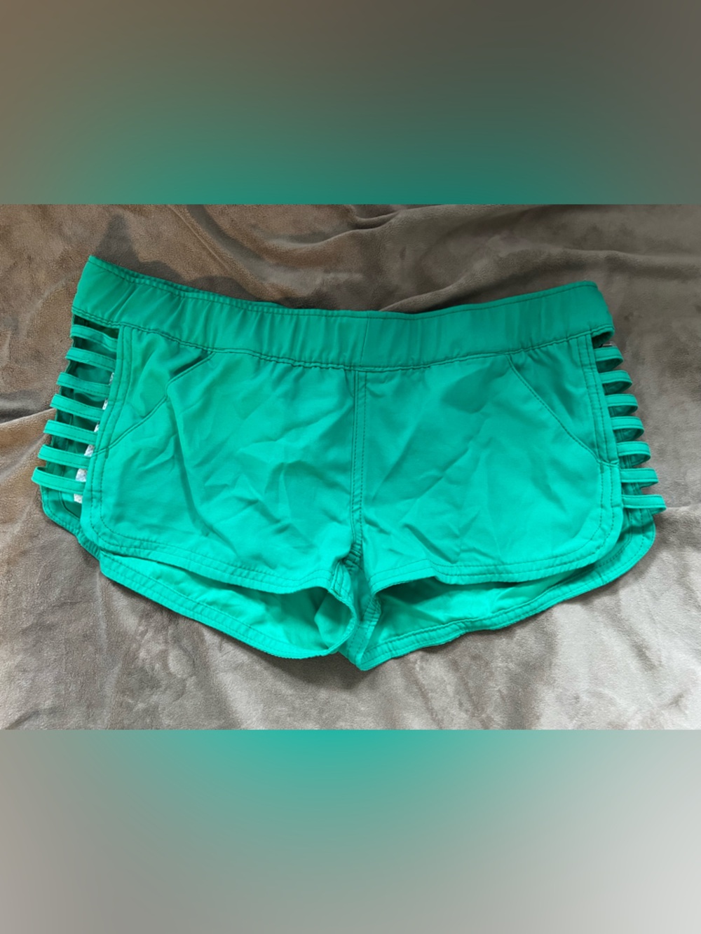 O'Neill Teal Strappy Side Athletic Shorts